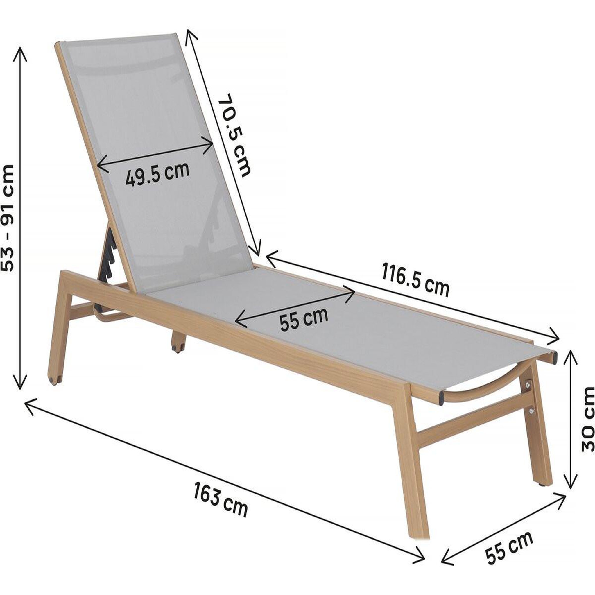 Voir la diapositive 4 : Habitat et Jardin Bain de soleil en aluminium imitation bois   elysia  - gris clair
