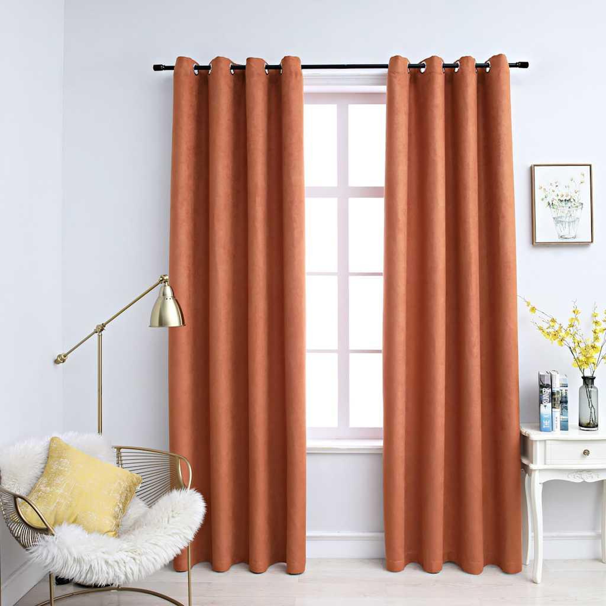 VIDAXL Rideaux occultants et anneaux en metal 2 pcs Rouille 140x225 cm
