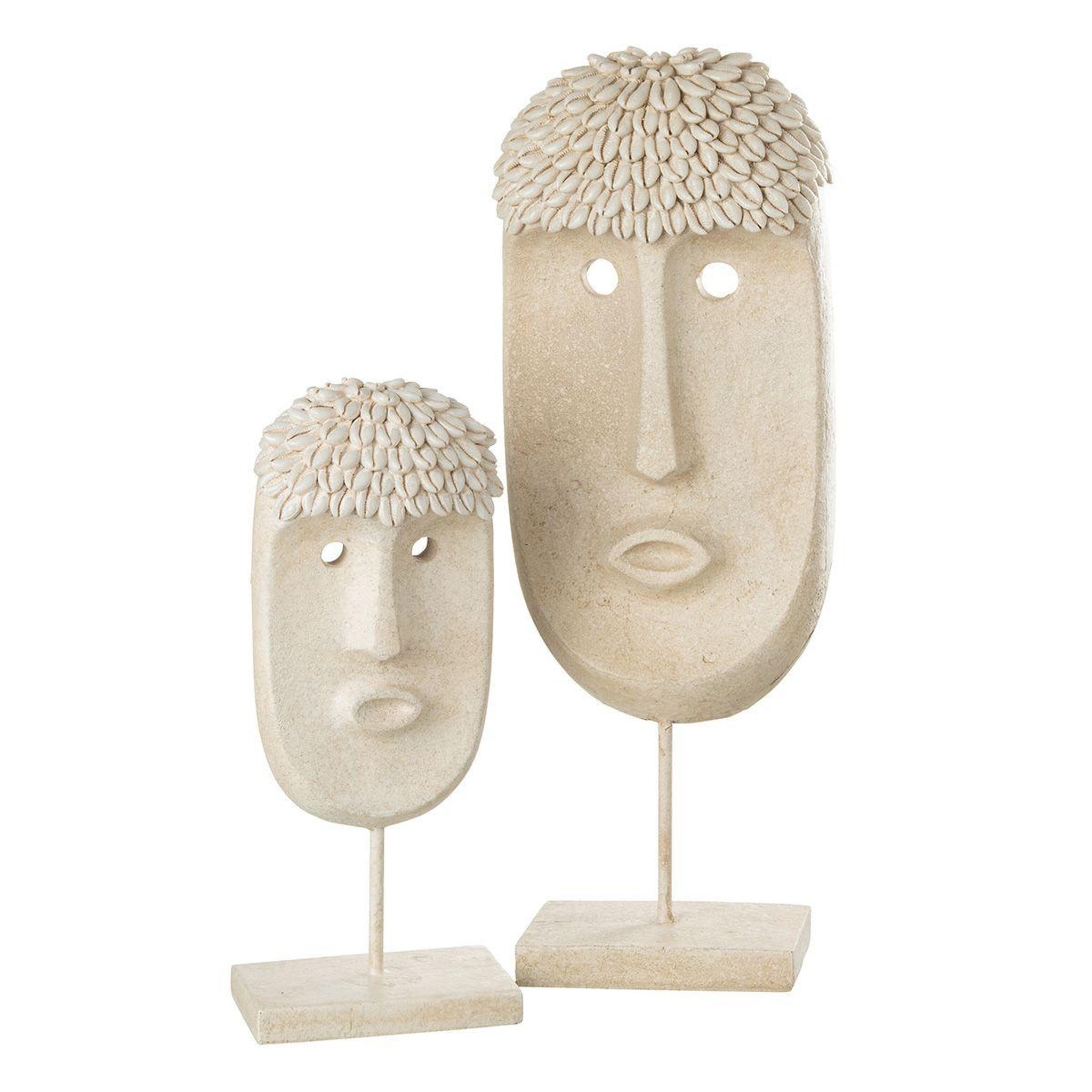 Voir la diapositive 2 : J-LINE Statue déco  masque ethnique  34cm beige