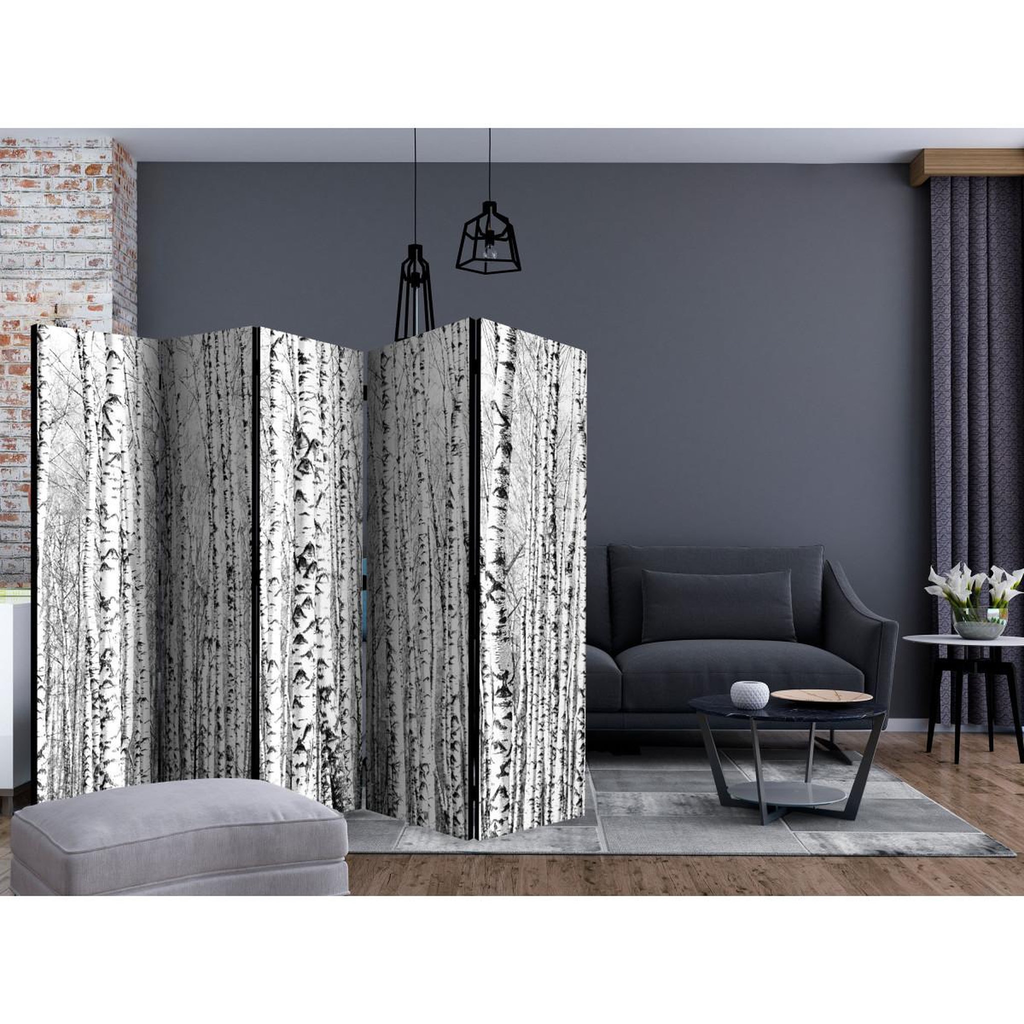 Voir la diapositive 2 : Paris Prix Paravent 5 volets  birch forest  172x225cm
