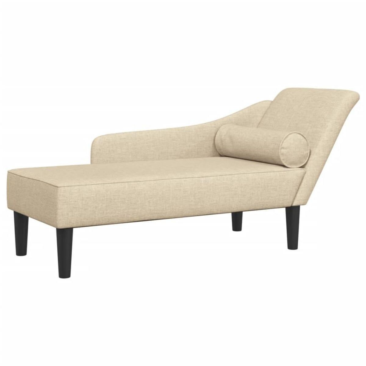 VIDAXL Chaise longue avec coussins creme tissu