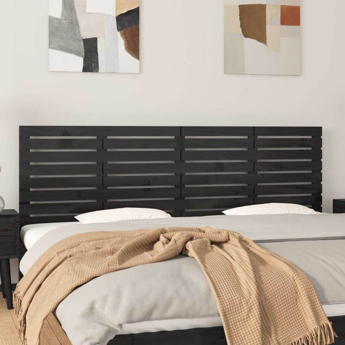 VIDAXL Tete de lit murale Noir 166x3x63 cm Bois massif de pin
