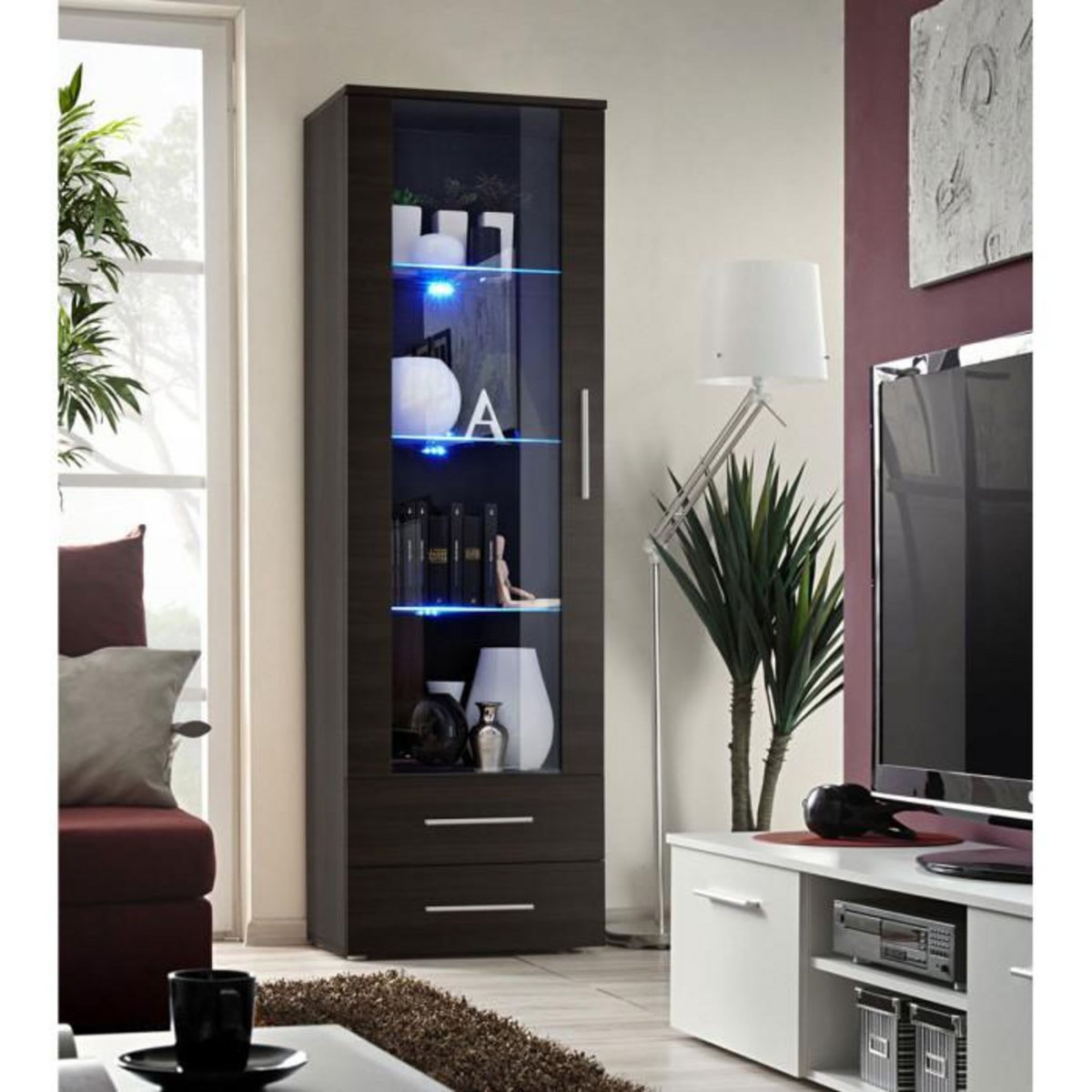 Paris Prix Vitrine LED Design  Neo  190cm Wengé