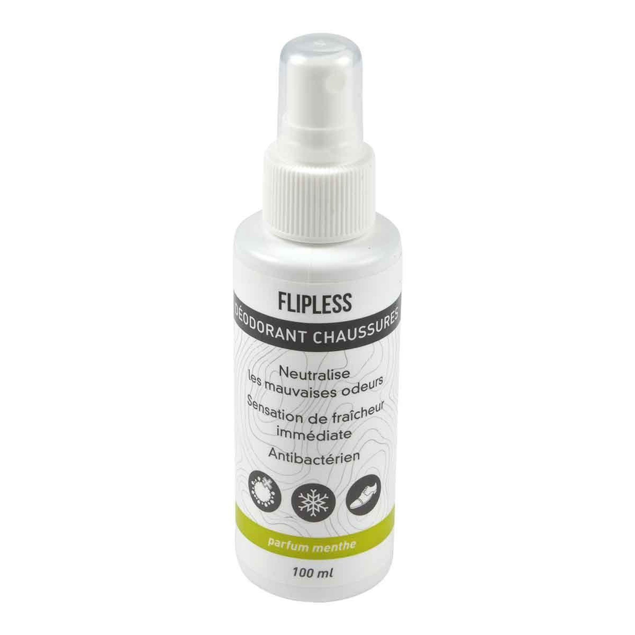 Voir la diapositive 2 : FLIPLESS Déodorant chaussures  antibactérien  100ml menthe