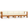 Voir la diapositive 2 : VIDAXL Canape de jardin 4 places et coussins blanc creme Bois d'acacia