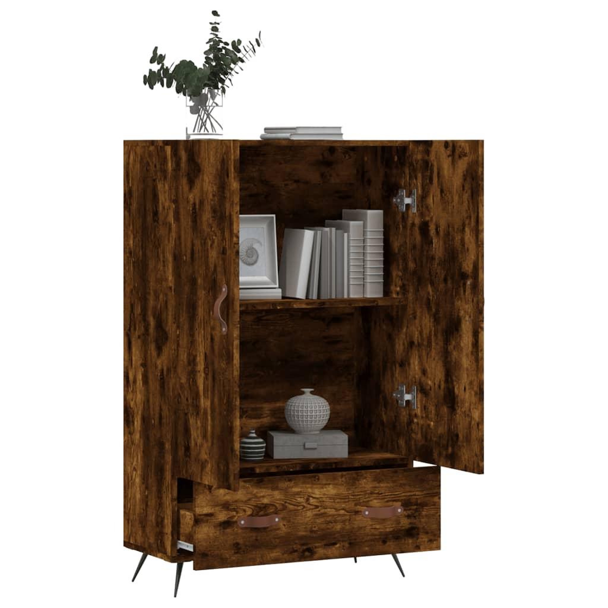 Voir la diapositive 3 : VIDAXL Buffet haut chene fume 69,5x31x115 cm bois d'ingenierie