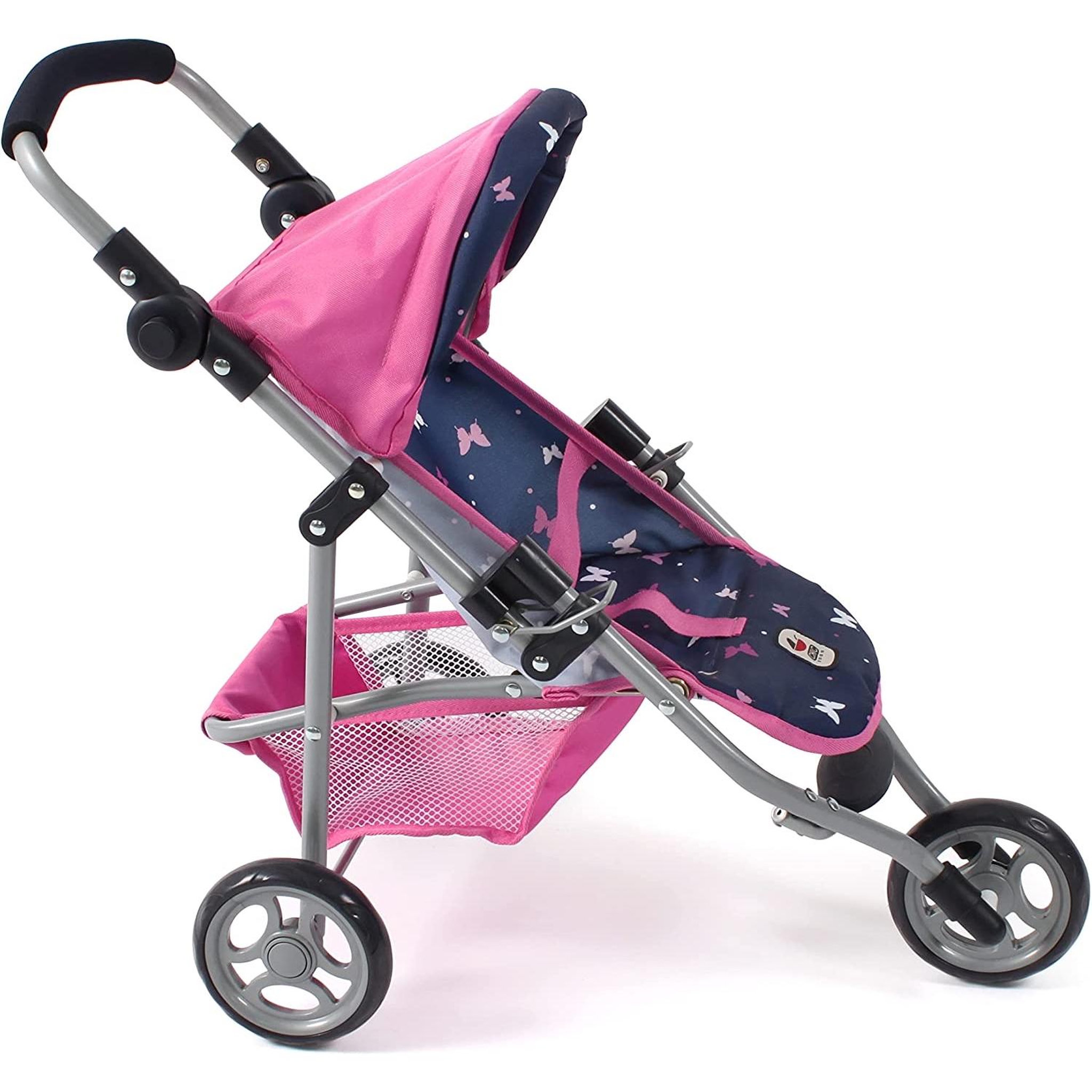 Voir la diapositive 2 : BAYER CHIC 2000 Petite poussette de jogging LOLA Rose et Bleu Papillons pour poupée