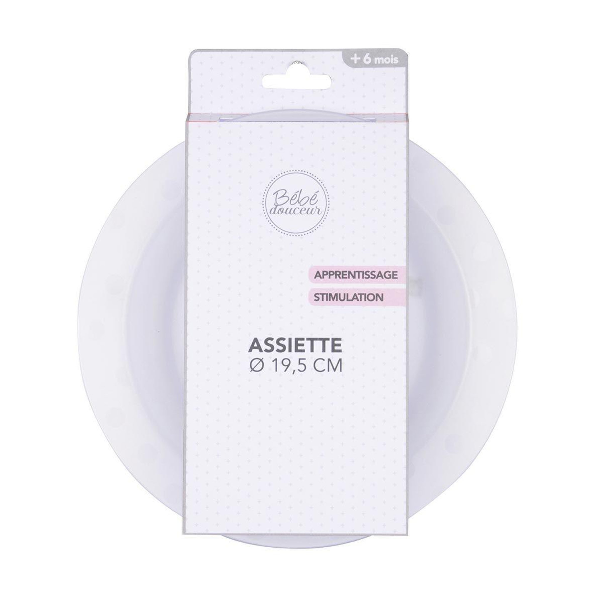 Voir la diapositive 2 : HOMEA Assiette en plastique  bébé  19cm blanc