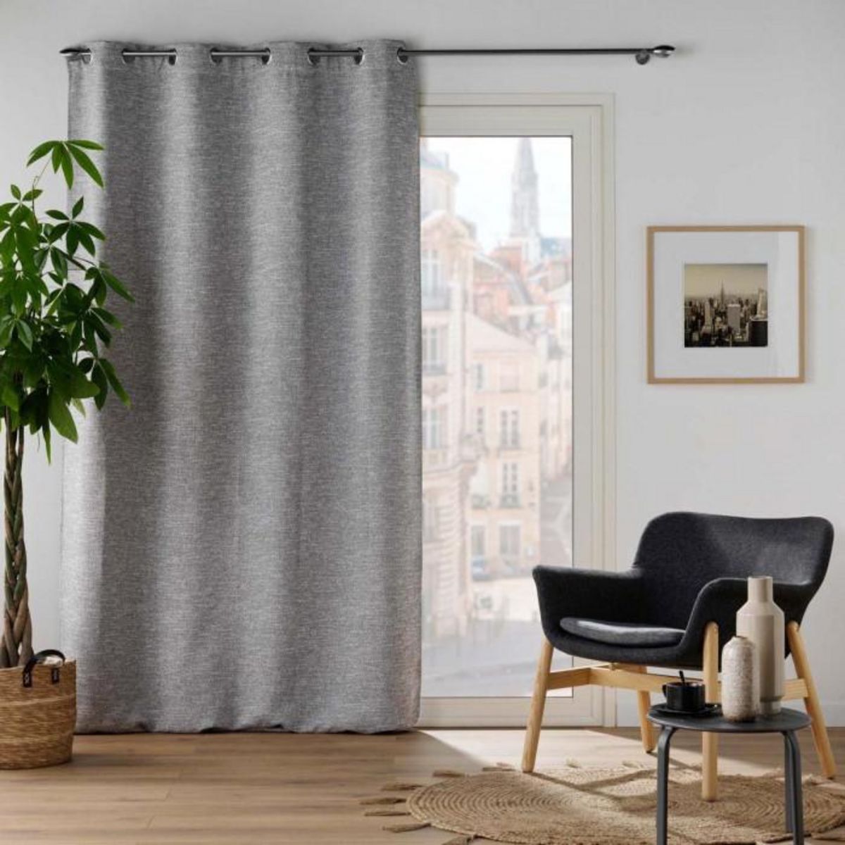 Paris Prix Rideau Occultant Jacquard  Dusky  140x240cm Anthracite