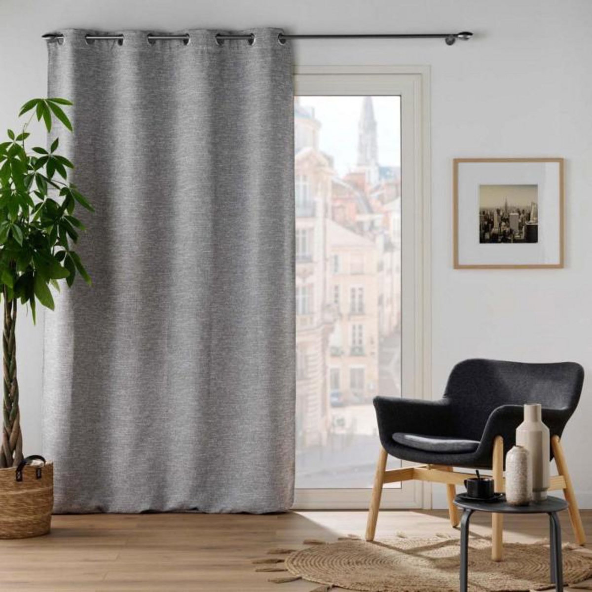 Paris Prix Rideau Occultant Jacquard  Dusky  140x240cm Anthracite