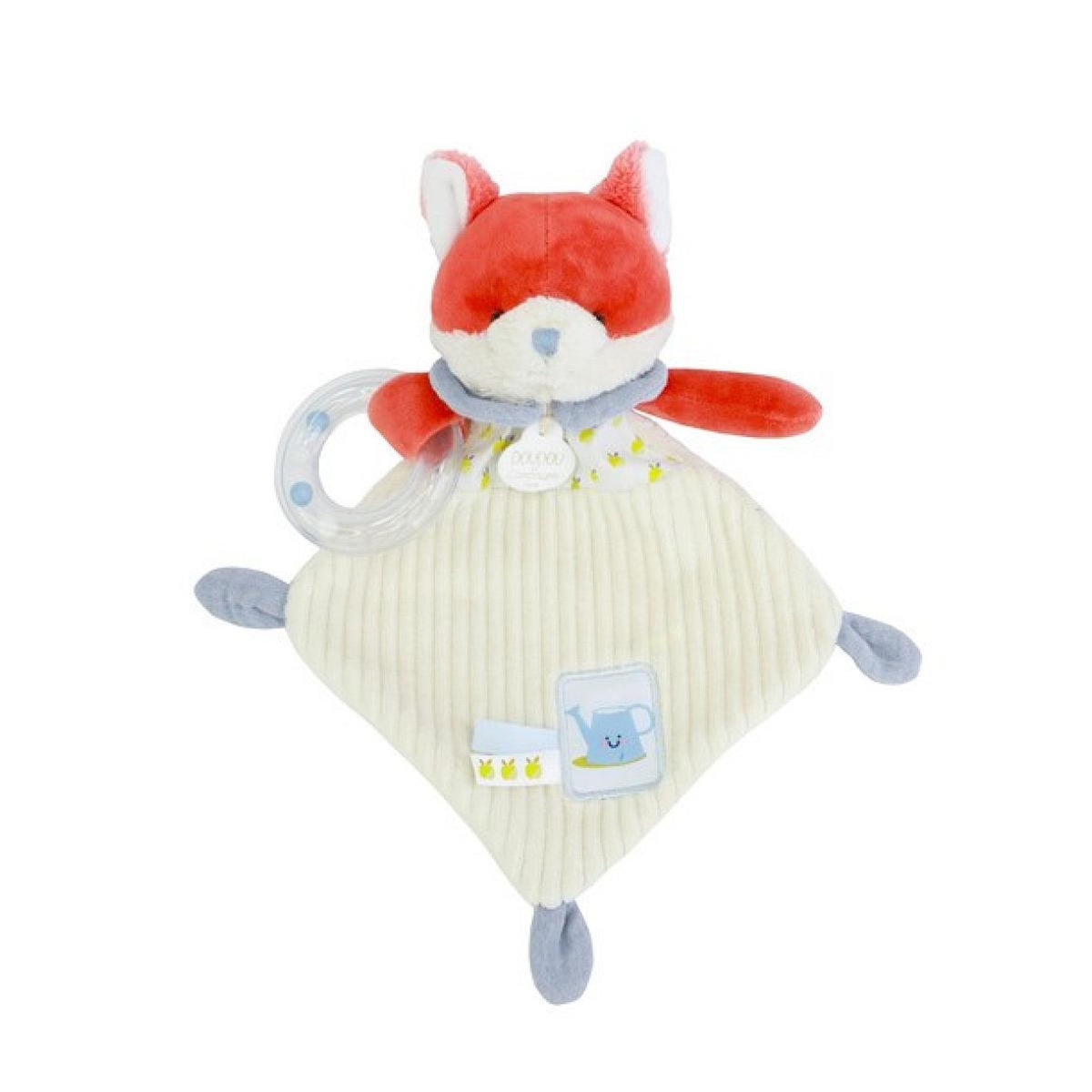 DOUDOU ET COMPAGNIE Doudou plat hochet billes - Renard Romarin - 21 cm
