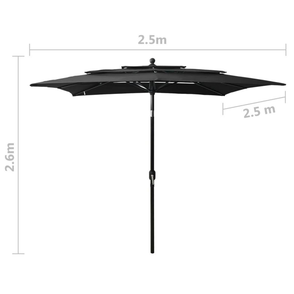 VIDAXL Parasol de jardin a 3 niveaux avec mat en aluminium noir