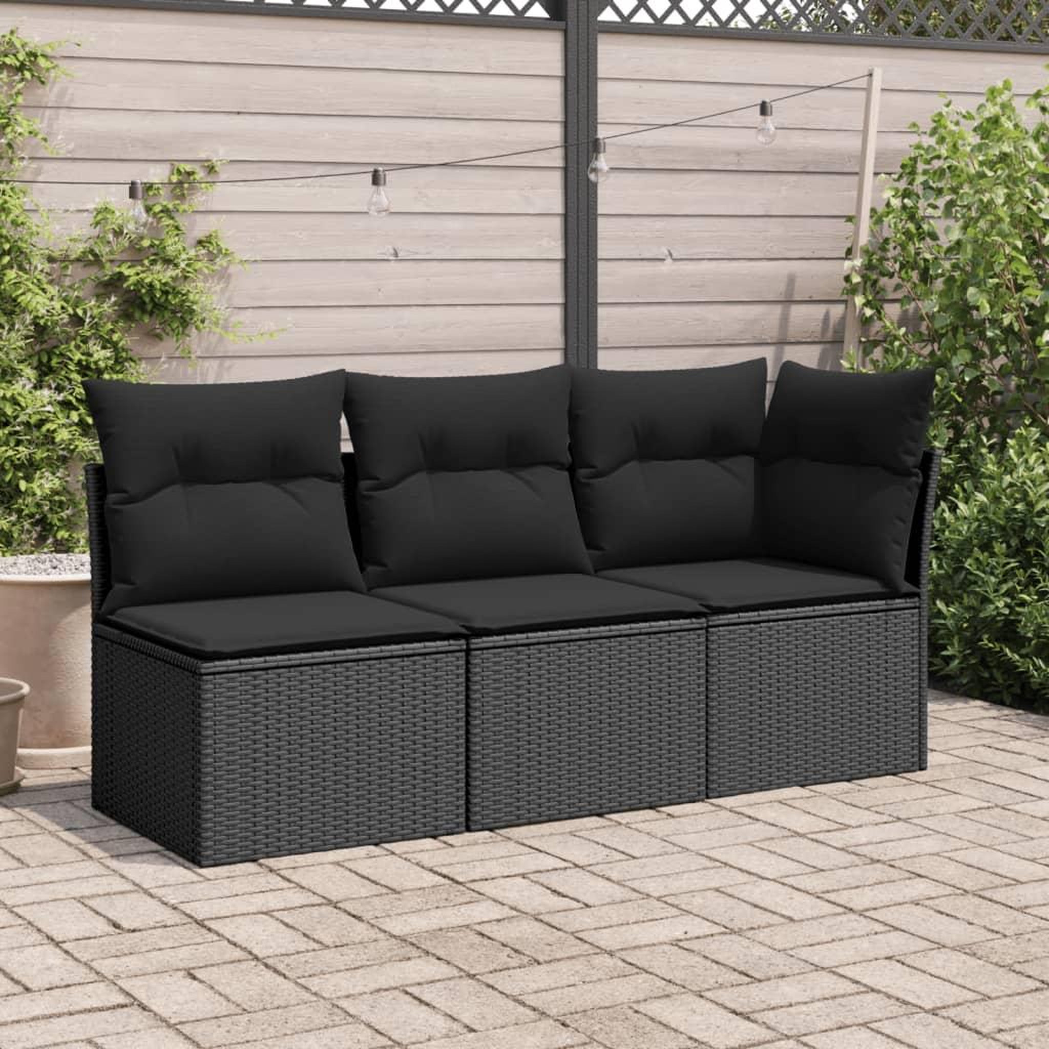 Voir la diapositive 3 : VIDAXL Canape d'angle de jardin avec coussins noir resine tressee