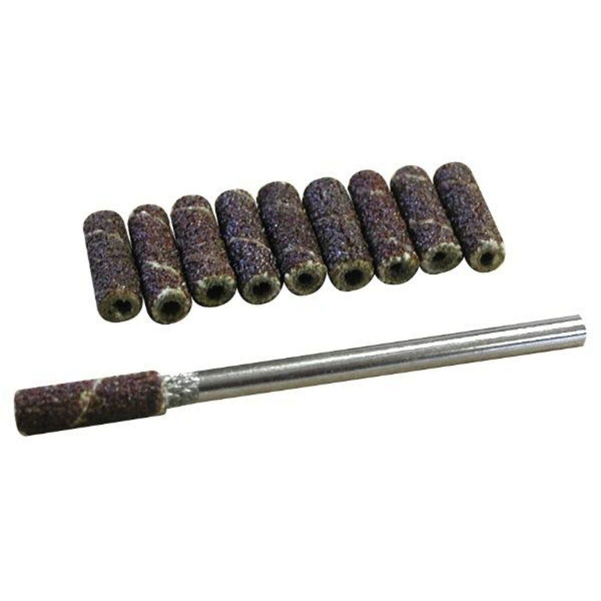 MAXICRAFT 10 tambours abrasifs haute qualité Ø 4 mm + support