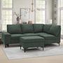 Voir la diapositive 3 : CONCEPT USINE Canapé d'angle 4-5 places en tissu chenille vert avec pouf COLCHESTER