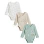 Voir la diapositive 1 : Petit Béguin Lot de 3 bodies bébé côtelés manches longues ouverture croisée Kenya