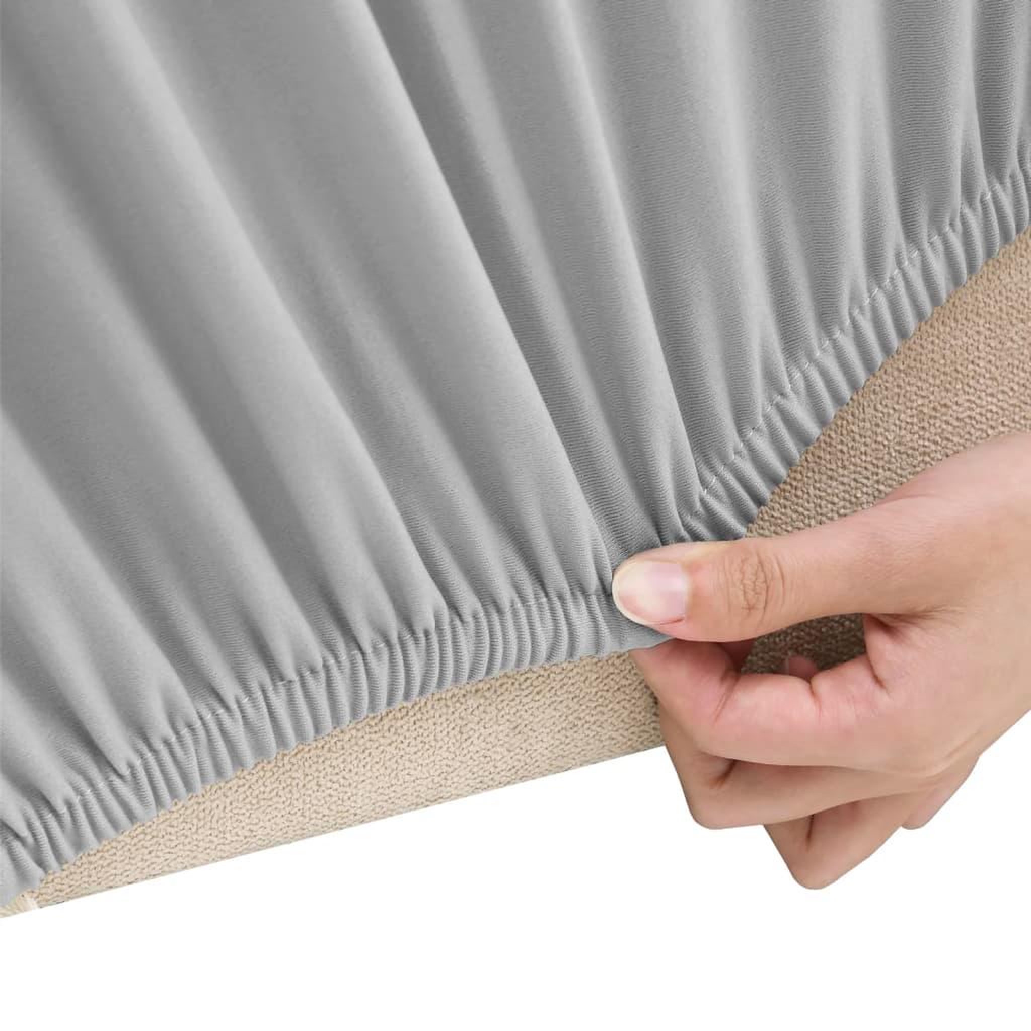 Voir la diapositive 3 : VIDAXL Housse extensible de canape 4 places Gris Jersey de polyester