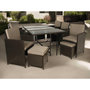 Voir la diapositive 2 : BEST MOBILIER Tao - salon de jardin encastrable 10 places - résine tressée marron - coussins taupe - plateau en verre + housse de protection