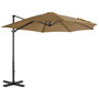 Voir la diapositive 1 : VIDAXL Parasol de jardin en porte-a-faux et poteau en aluminium taupe