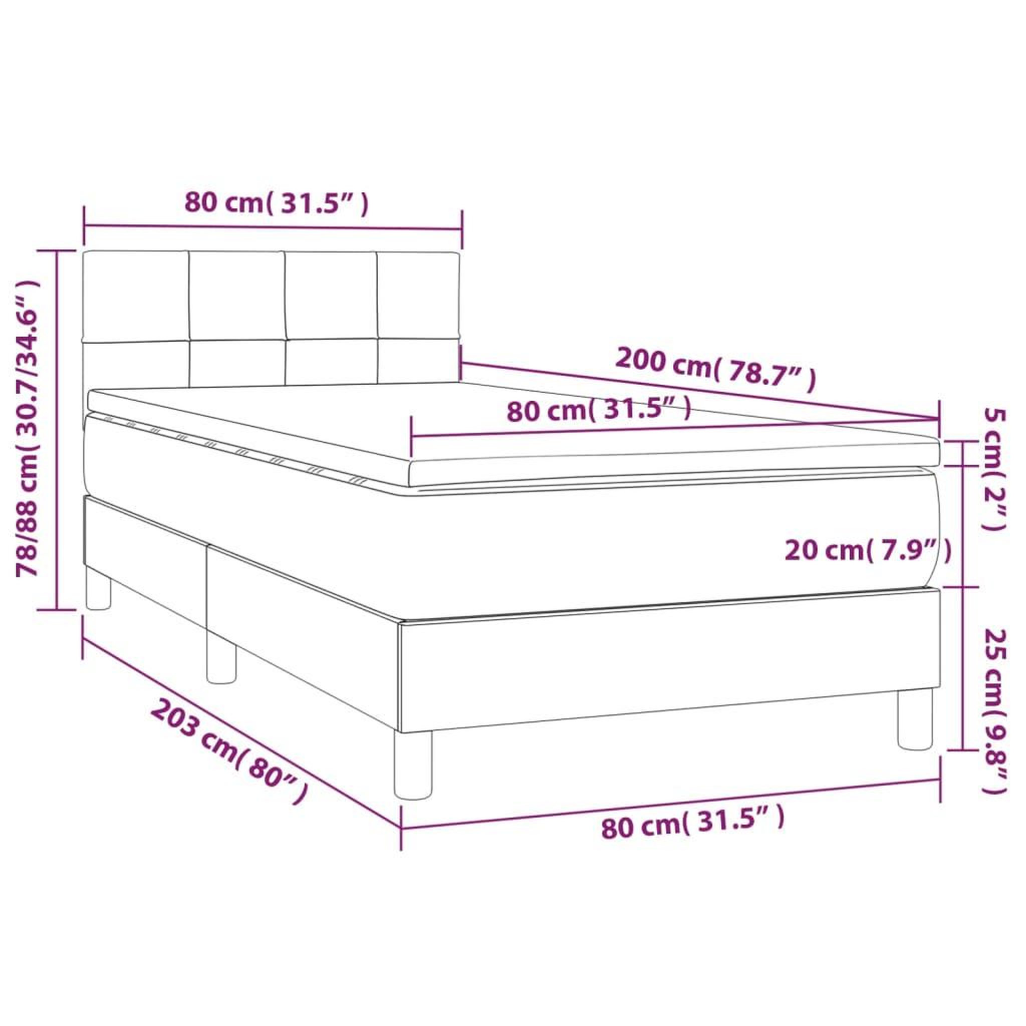 Voir la diapositive 6 : VIDAXL Sommier a lattes de lit et matelas et LED Marron fonce 80x200cm