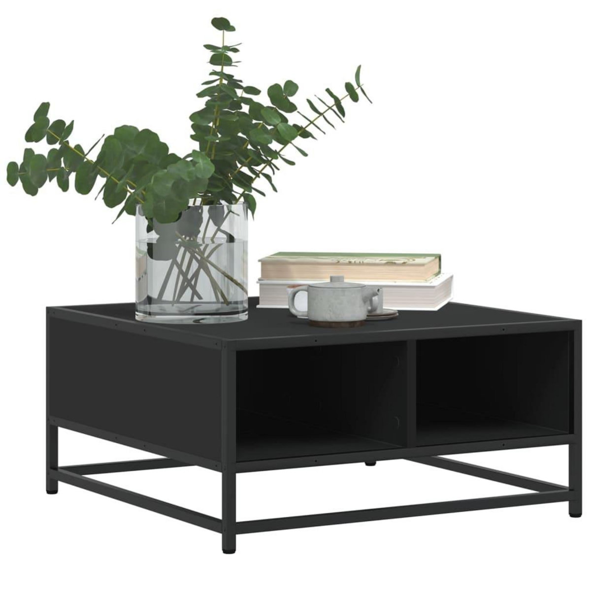 VIDAXL Table basse noir 60,5x60,5x30 cm bois d'ingenierie et metal