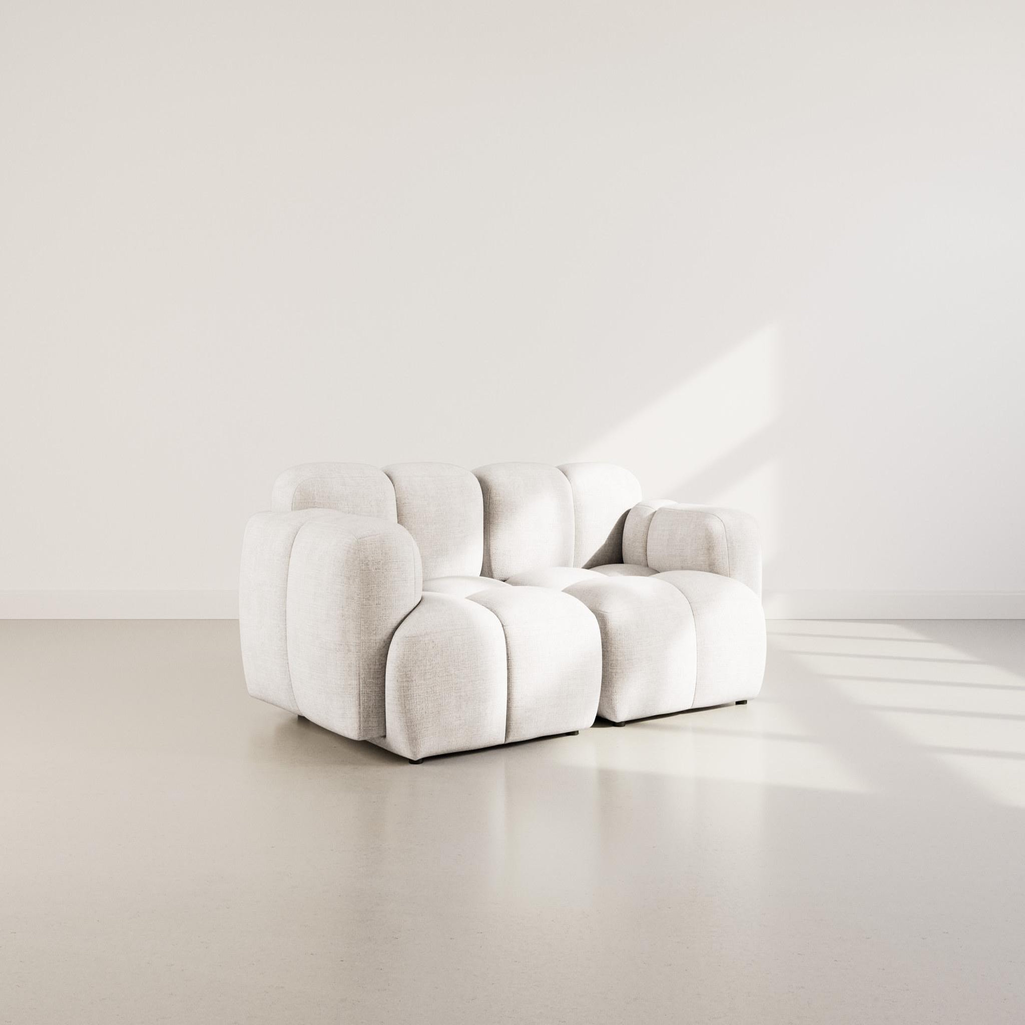 LISA DESIGN Grace - canapé modulable 2 places en velours texturé. Coloris disponibles : Vert, Bleu, Beige, Orange, Violet