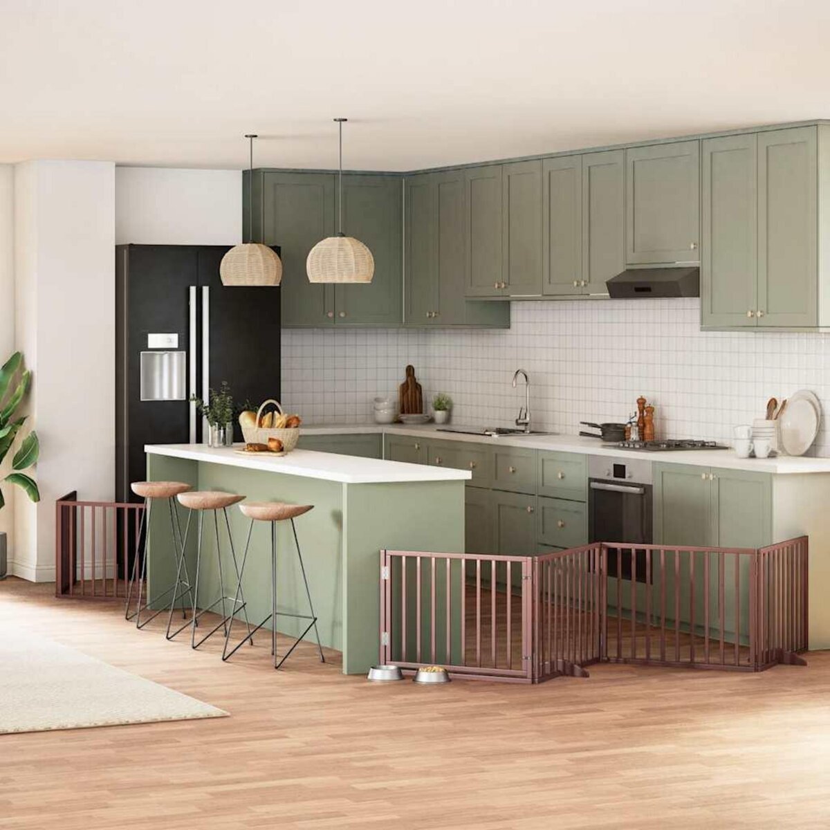 VIDAXL Barriere pour chien porte pliable 10 panneaux bois de peuplier