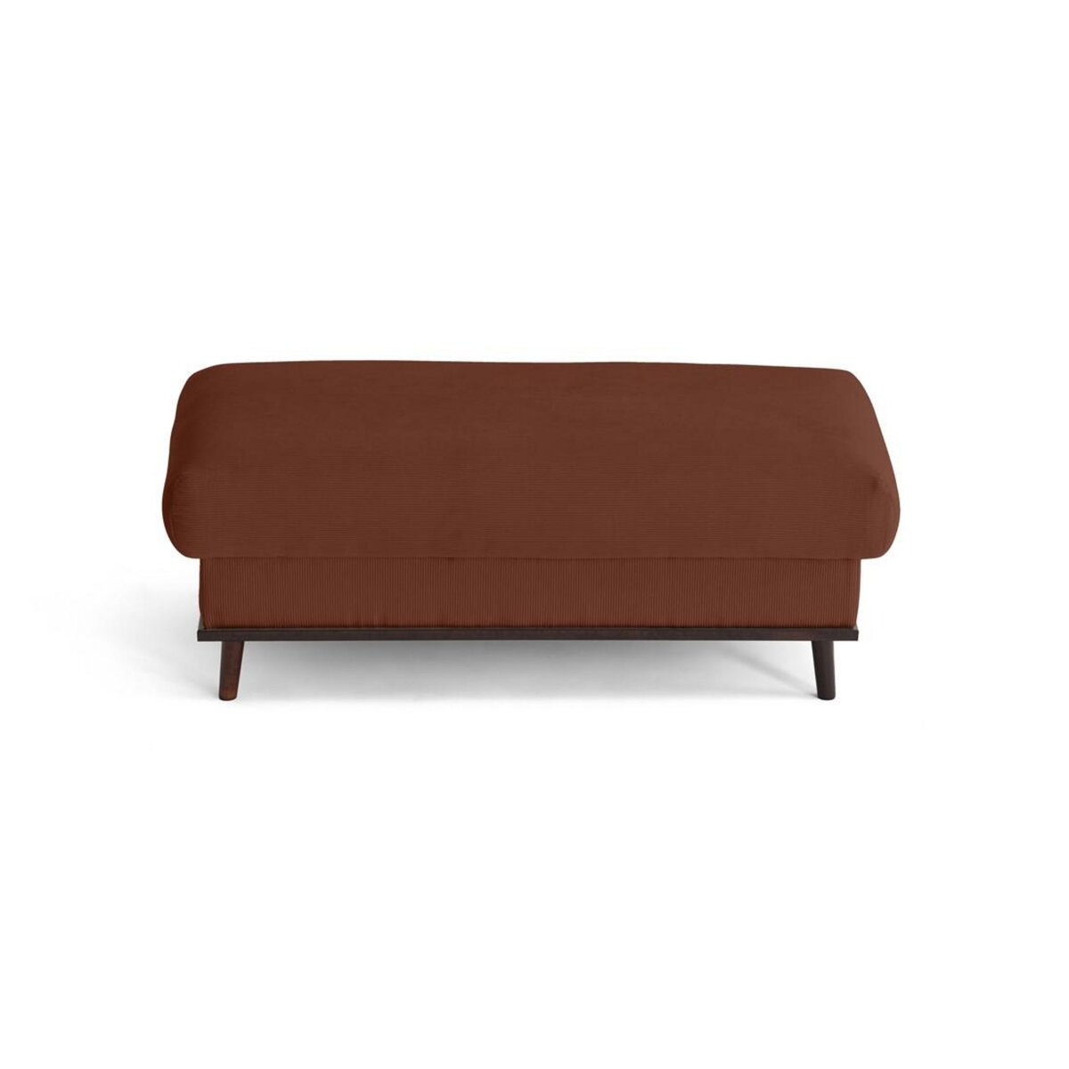 LISA DESIGN Albane - pouf en velours côtelé pieds bois foncé