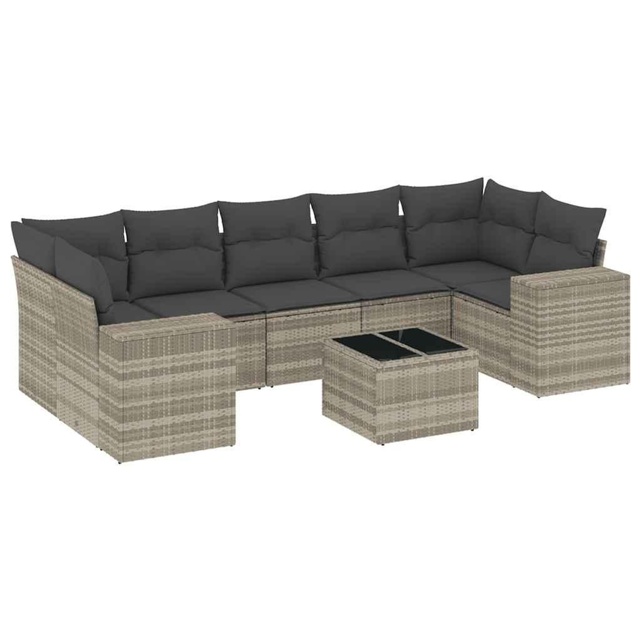 Voir la diapositive 2 : VIDAXL Salon de jardin 8 pcs avec coussins gris clair resine tressee