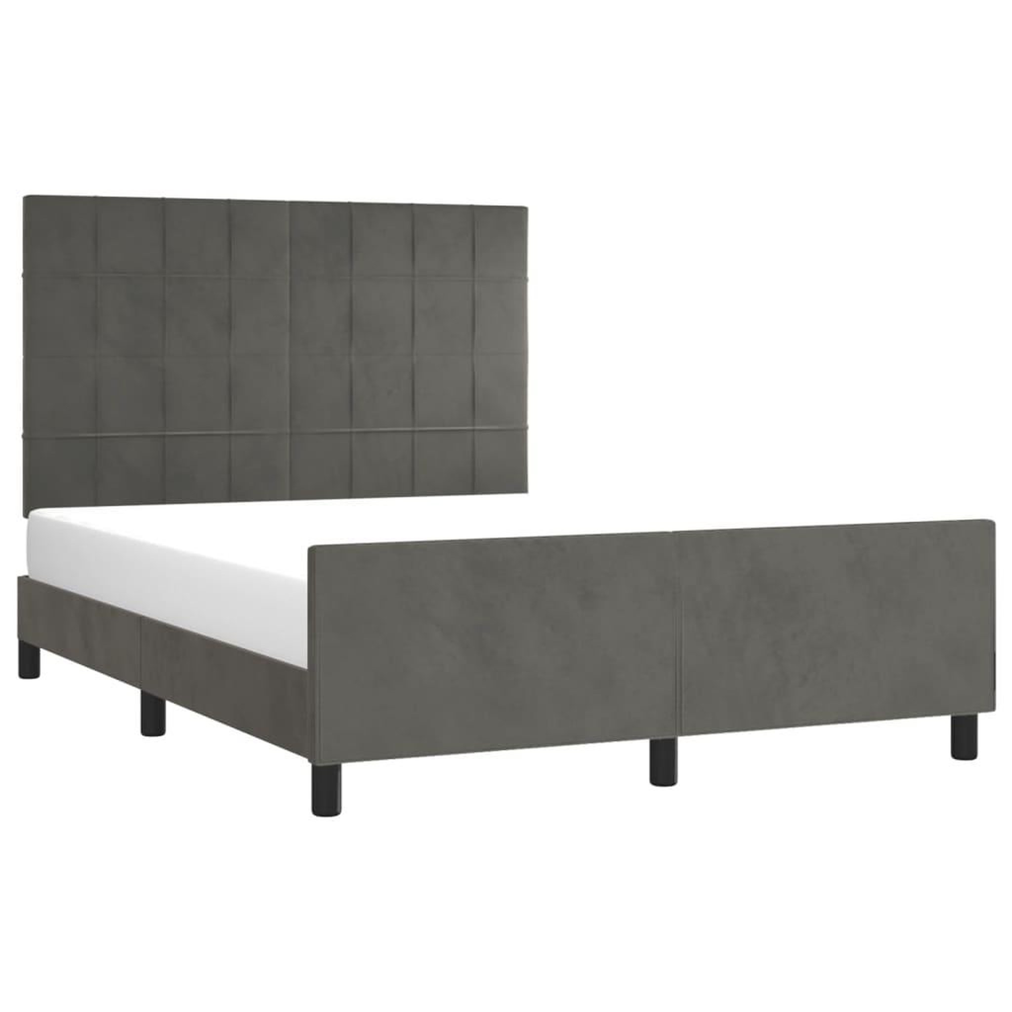 Voir la diapositive 3 : VIDAXL Cadre de lit sans matelas gris fonce 140x200 cm velours