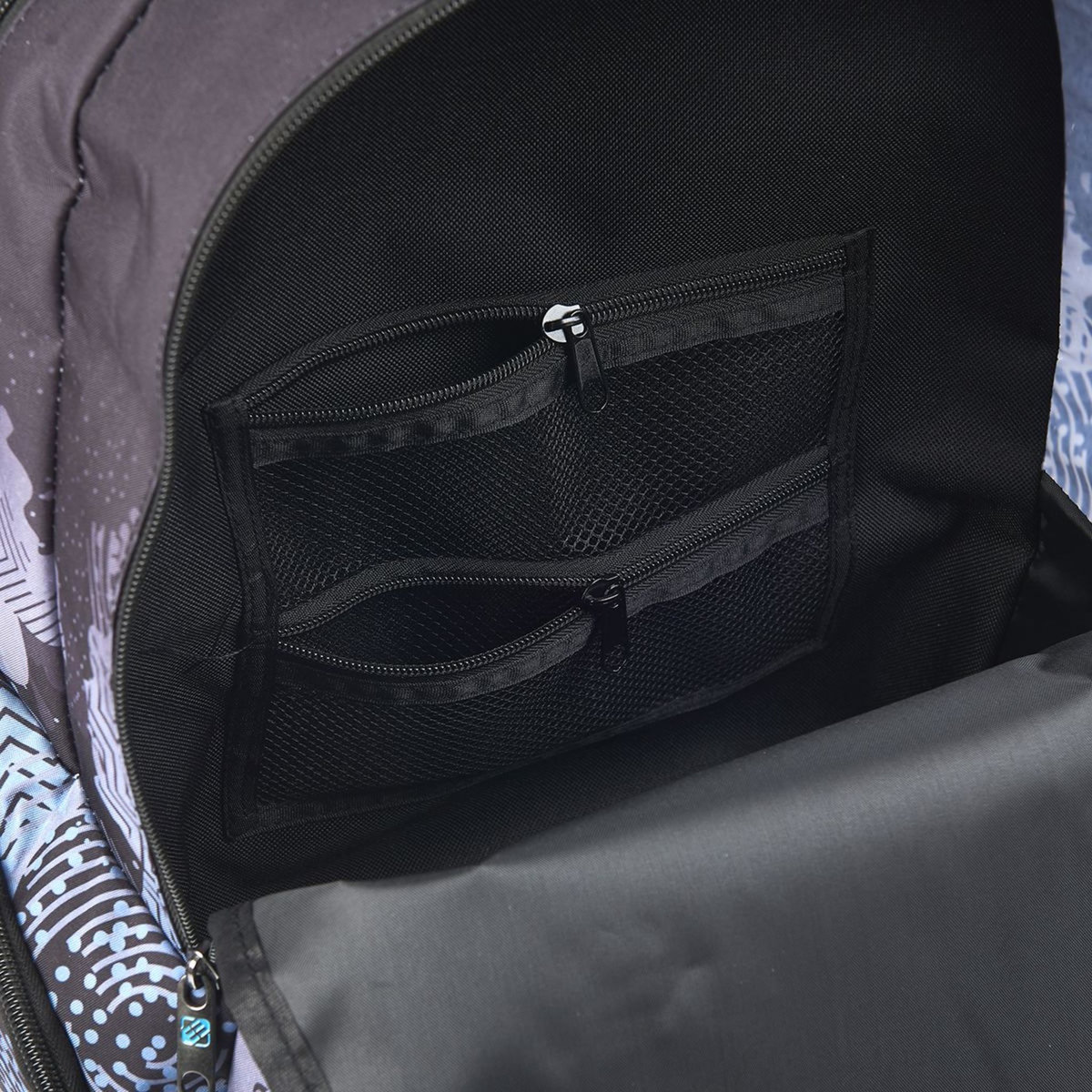 FREEGUN Sac à dos 2 compartiments marron et gris motifs géométriques 