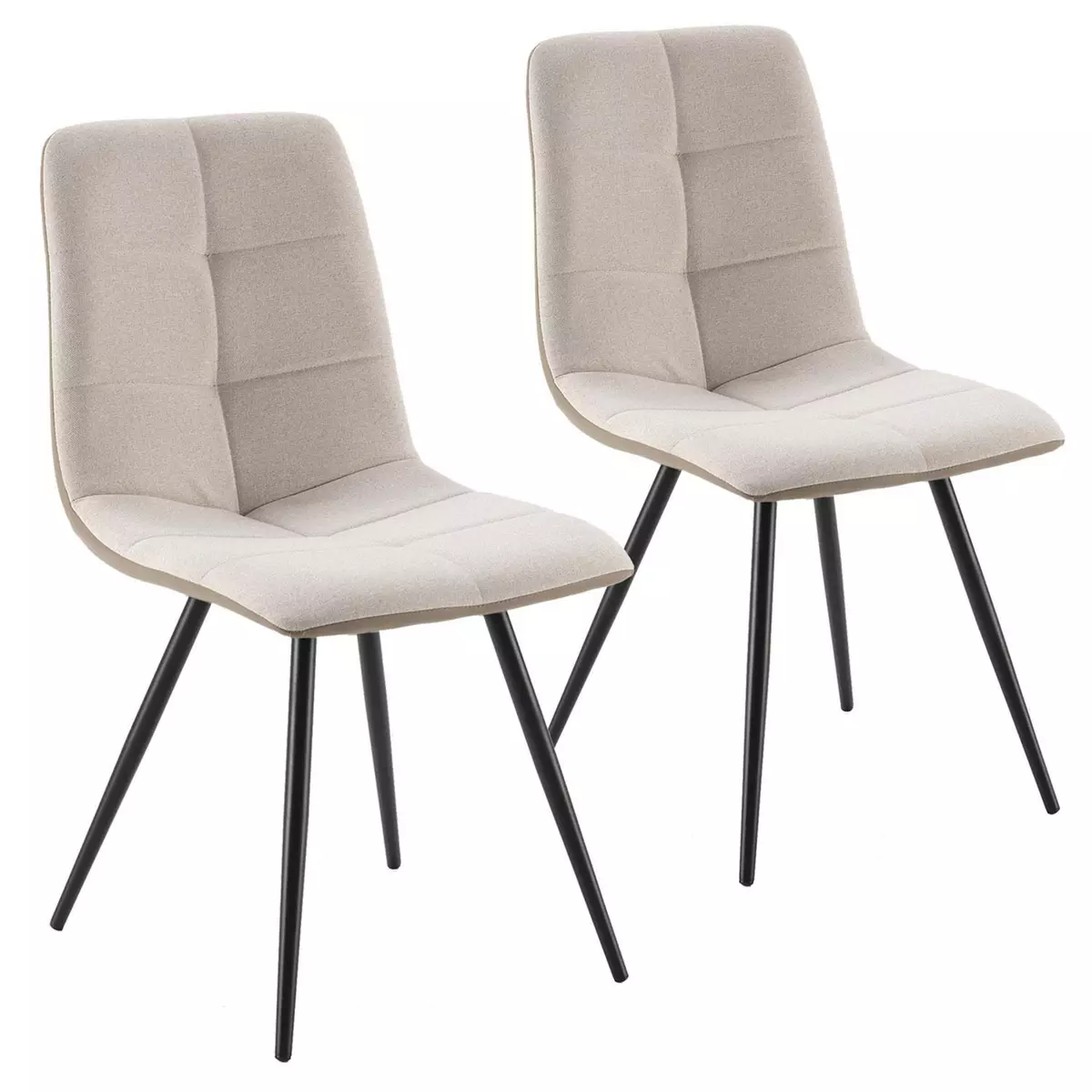 VS VENTA-STOCK Pack de 2 chaises Prada, tissu et simili cuir Beige