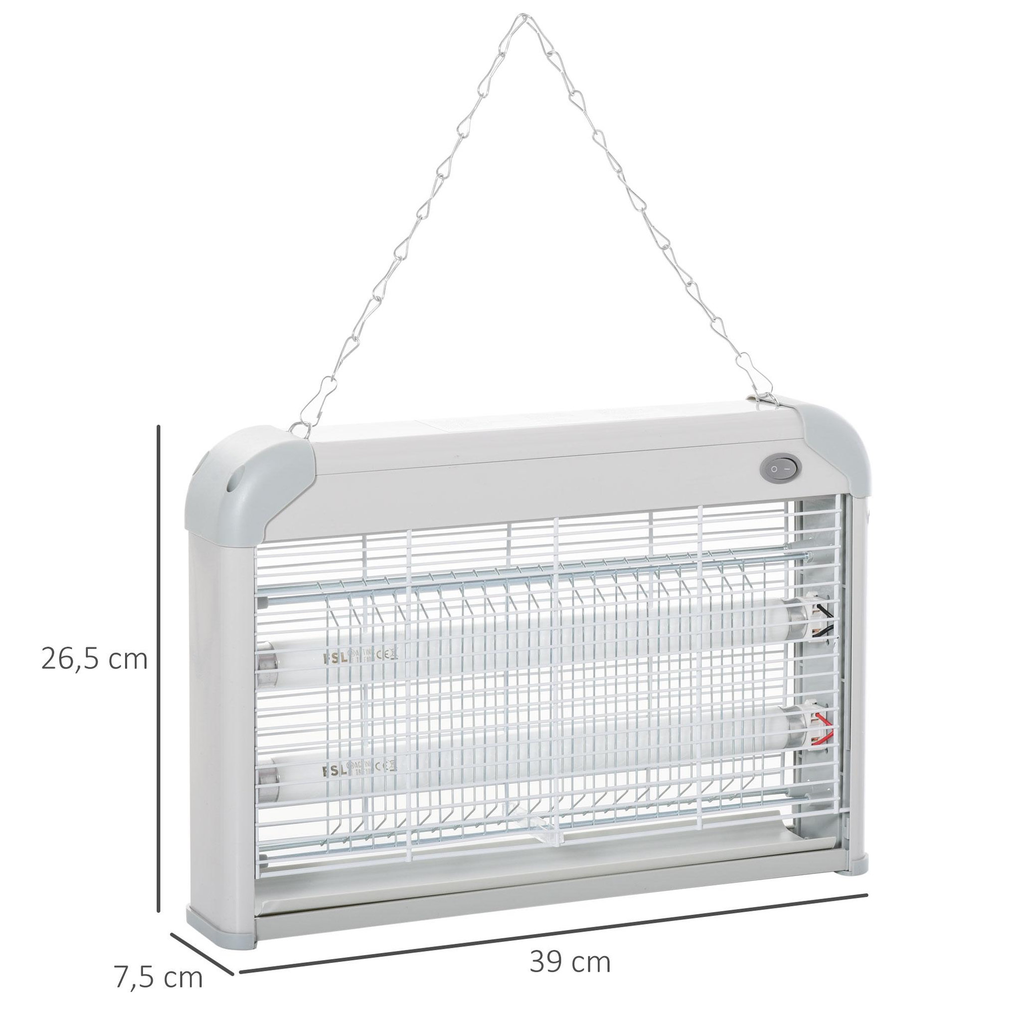 Voir la diapositive 3 : OUTSUNNY Outsunny Lampe UV anti-insectes anti moustique tue mouche électrique destructeur d'insectes 20 W gris