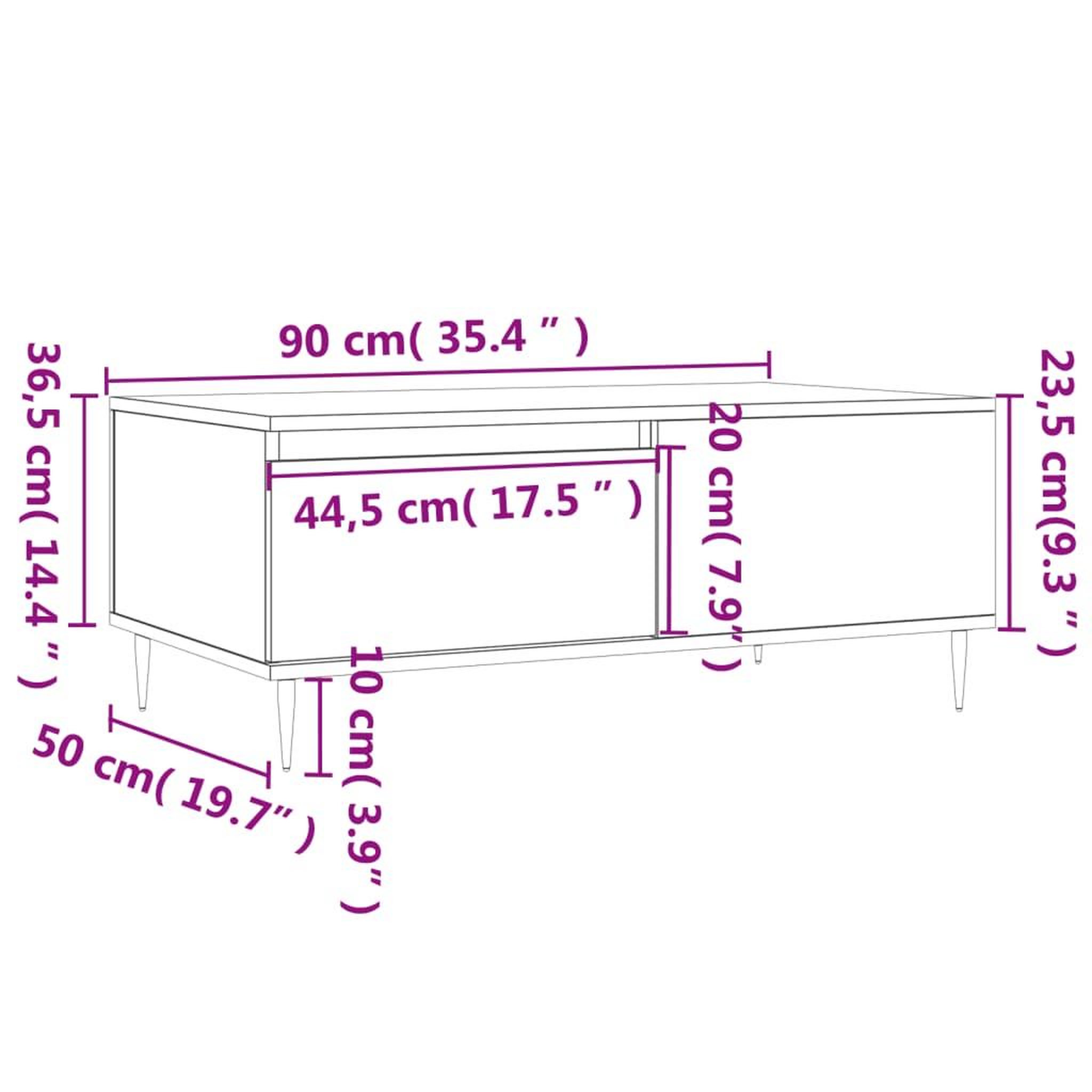 Voir la diapositive 6 : VIDAXL Table basse Blanc 90x50x36,5 cm Bois d'ingenierie