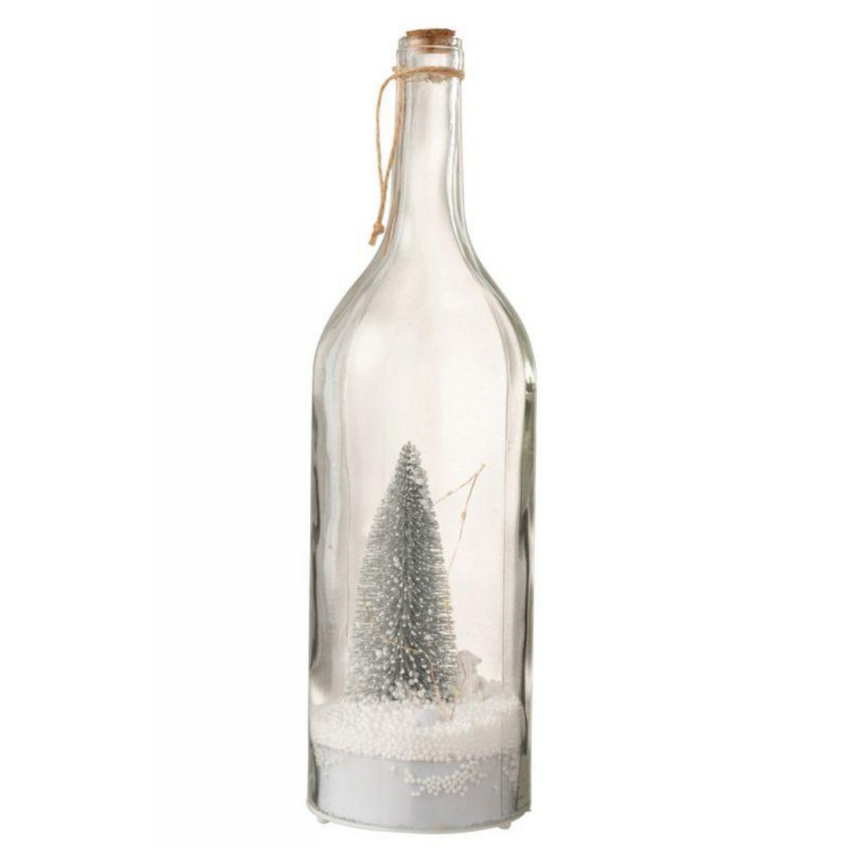 Paris Prix Statue Déco LED  Bouteille de Noël  44cm Transparent & Argent