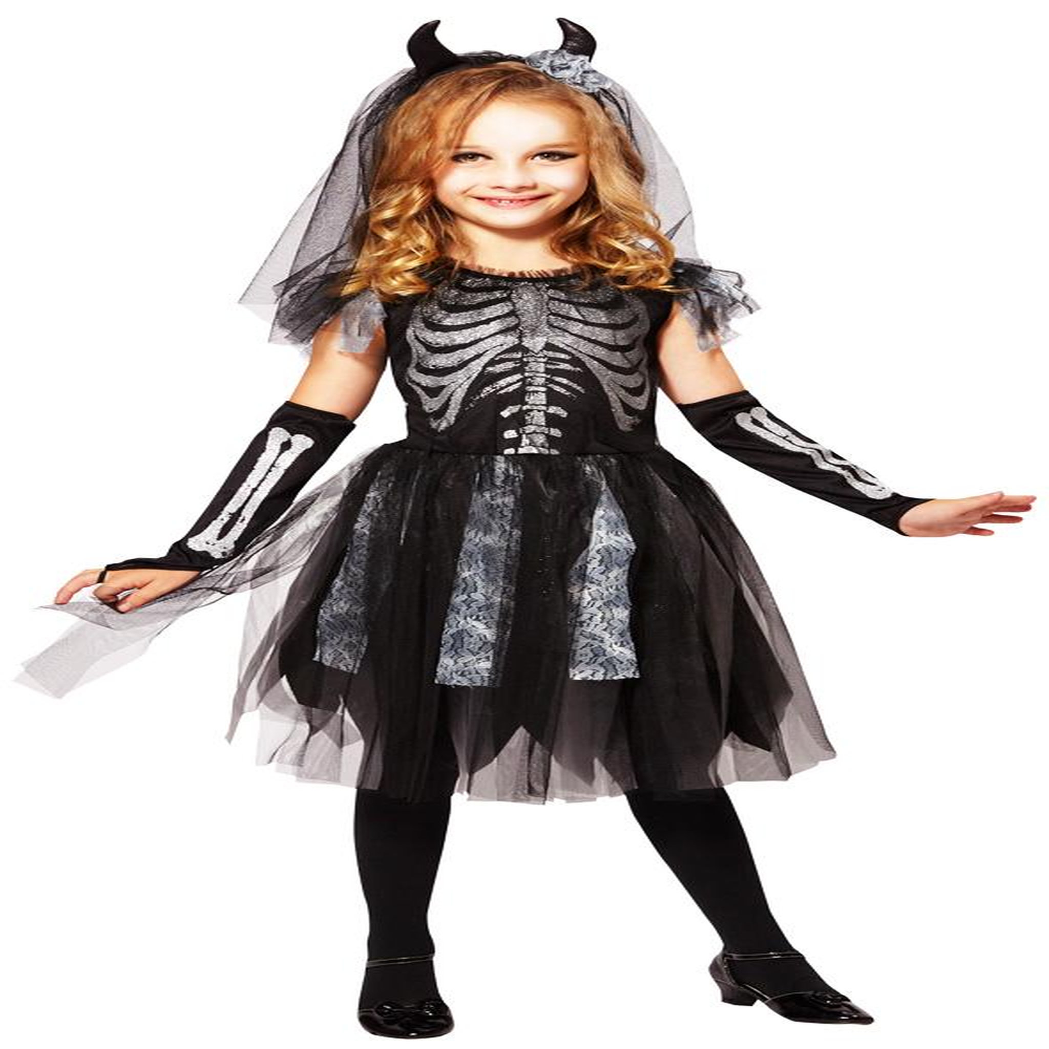 WIDMANN Déguisement - Squelette Pailleté - Fille - 5/7 ans (110 à 122 cm)