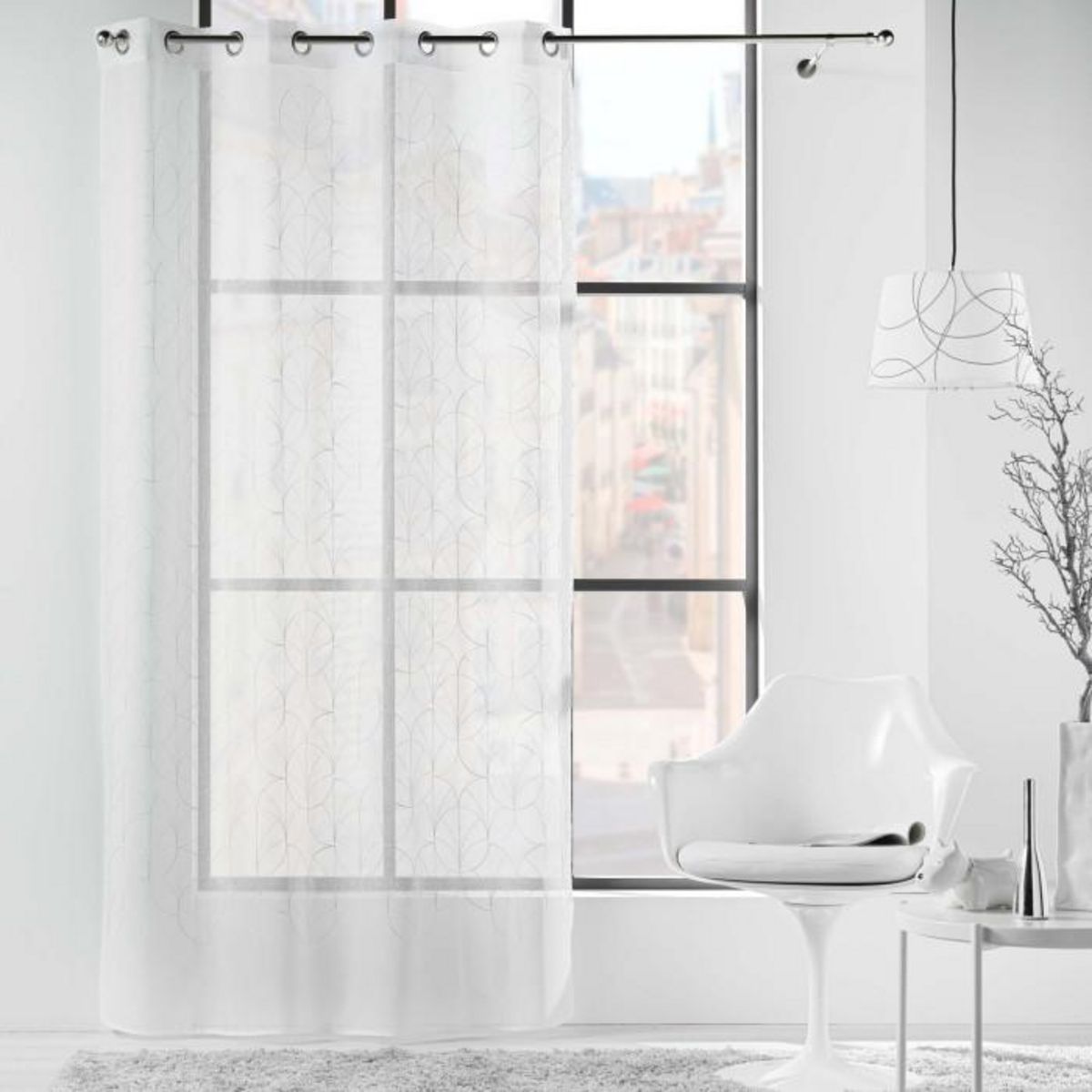 Paris Prix Rideau Voilage à Œillets  Felicia  140x240cm Blanc