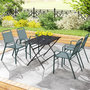 Voir la diapositive 6 : OUTSUNNY Lot de 4 chaises de jardin empilables design néo-rétro avec hauts dossiers accoudoirs acier époxy gris