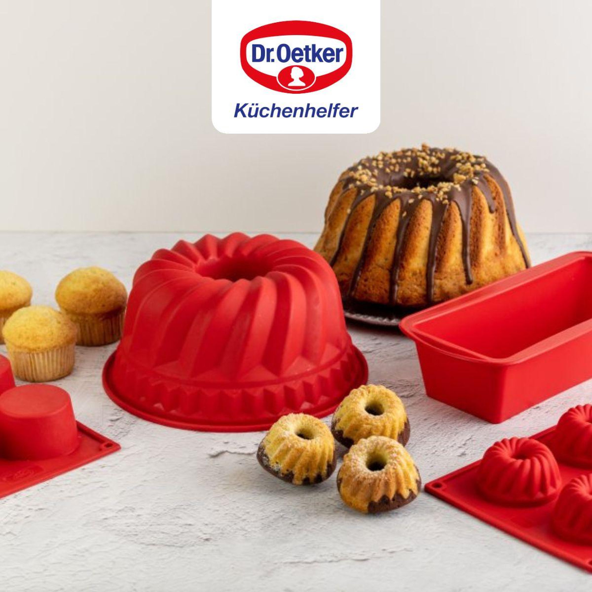 Voir la diapositive 5 : DR.OETKER Deux moules à manqué en silicone de 26 cm dr. Oetker flexxibel love