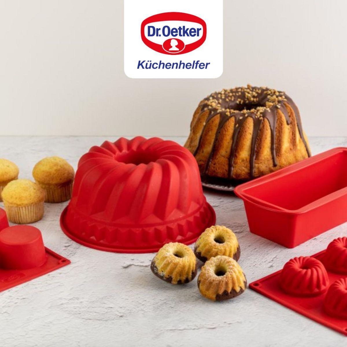 DR.OETKER Deux moules à manqué en silicone de 26 cm Dr. Oetker Flexxibel Love