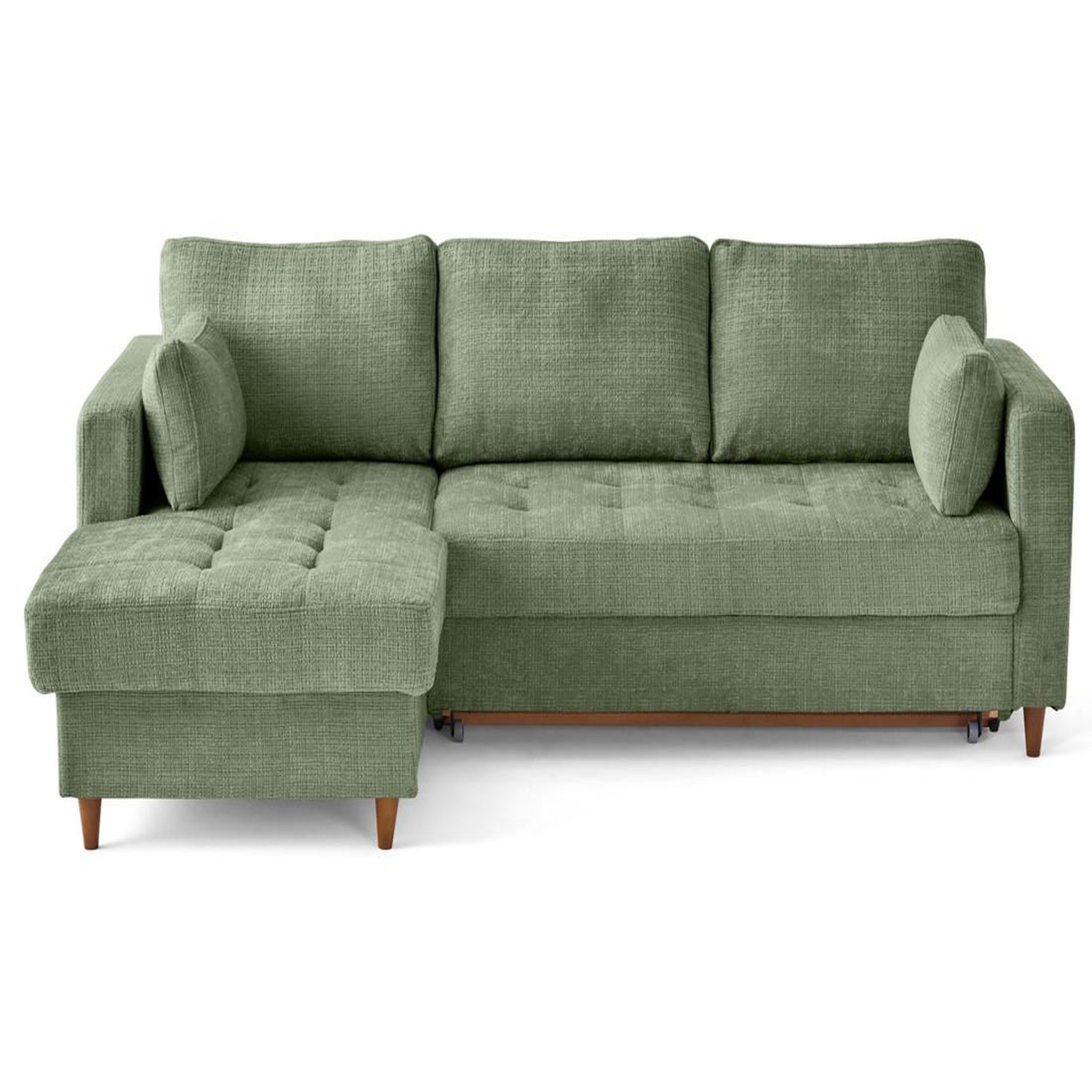 Voir la diapositive 1 : BEST MOBILIER Anna - canapé d'angle gauche 4 places convertible avec coffre en velours texturé