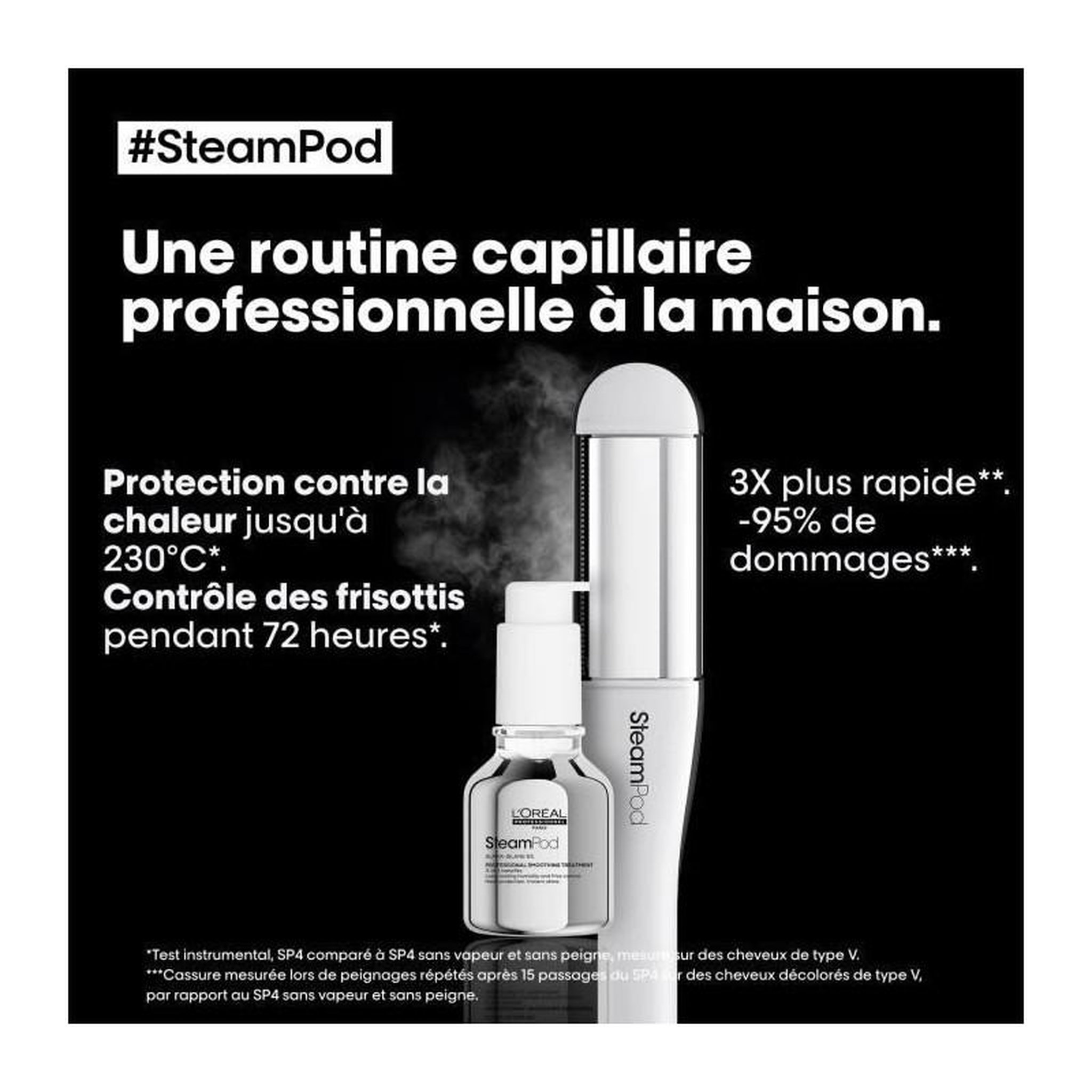 Voir la diapositive 2 : L'OREAL PROFESSIONNEL SteamPod 4 - Lisseur boucleur vapeur professionnel - L'OREAL PROFESSIONNEL - 3 Températures - Outil + Soin Lissant Concentré