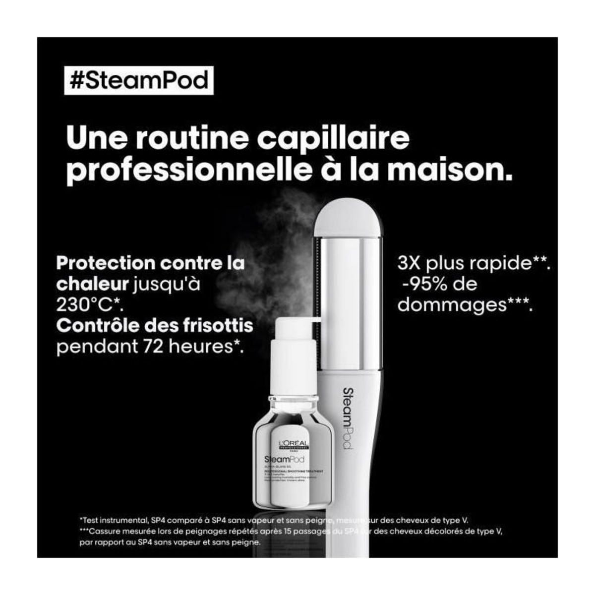 L'OREAL PROFESSIONNEL SteamPod 4 - Lisseur boucleur vapeur professionnel - L'OREAL PROFESSIONNEL - 3 Températures - Outil + Soin Lissant Concentré