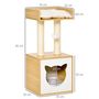 Voir la diapositive 3 : PAWHUT Arbre à chat 2 griffoirs niche entrée tête de chat plateforme d'observation jouet suspendu coussins amovibles peluche grande douceur aspect bois clair