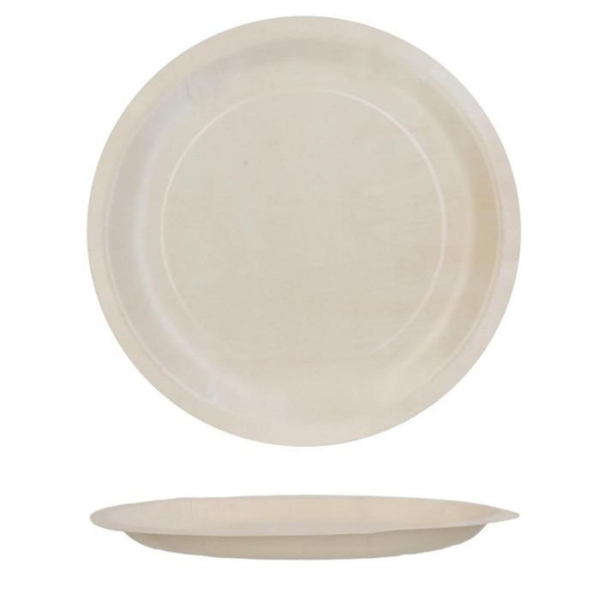 Paris Prix Lot de 6 Assiettes Rondes en Pin  Ecolo  25cm Naturel