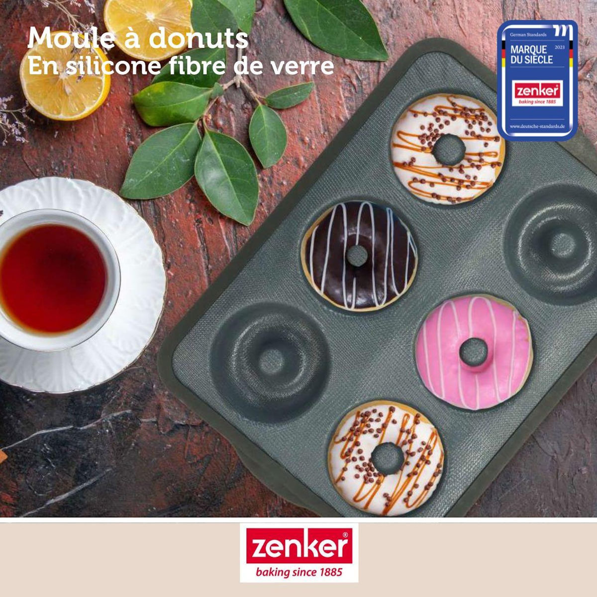 ZENKER Set pâtisserie avec moule 6 donuts 36 x 26 cm en silicone, 2 bols à mixer, verre mesureur et spatule Zenker