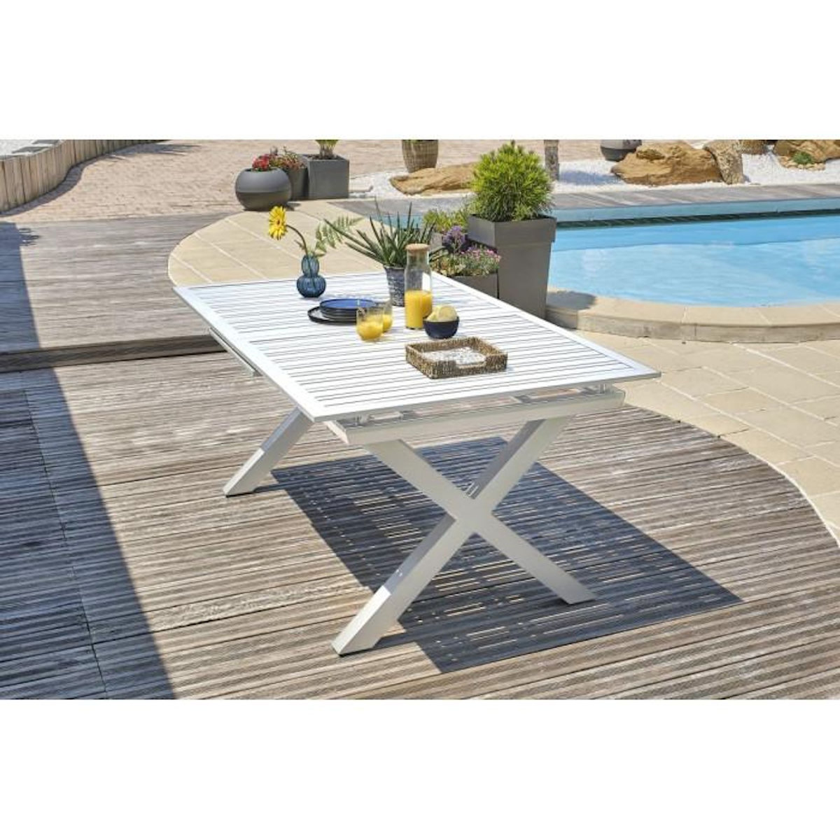 Paris Prix Ensemble Table de Jardin Extensible & 8 Fauteuils  Floride  180-240cm Blanc