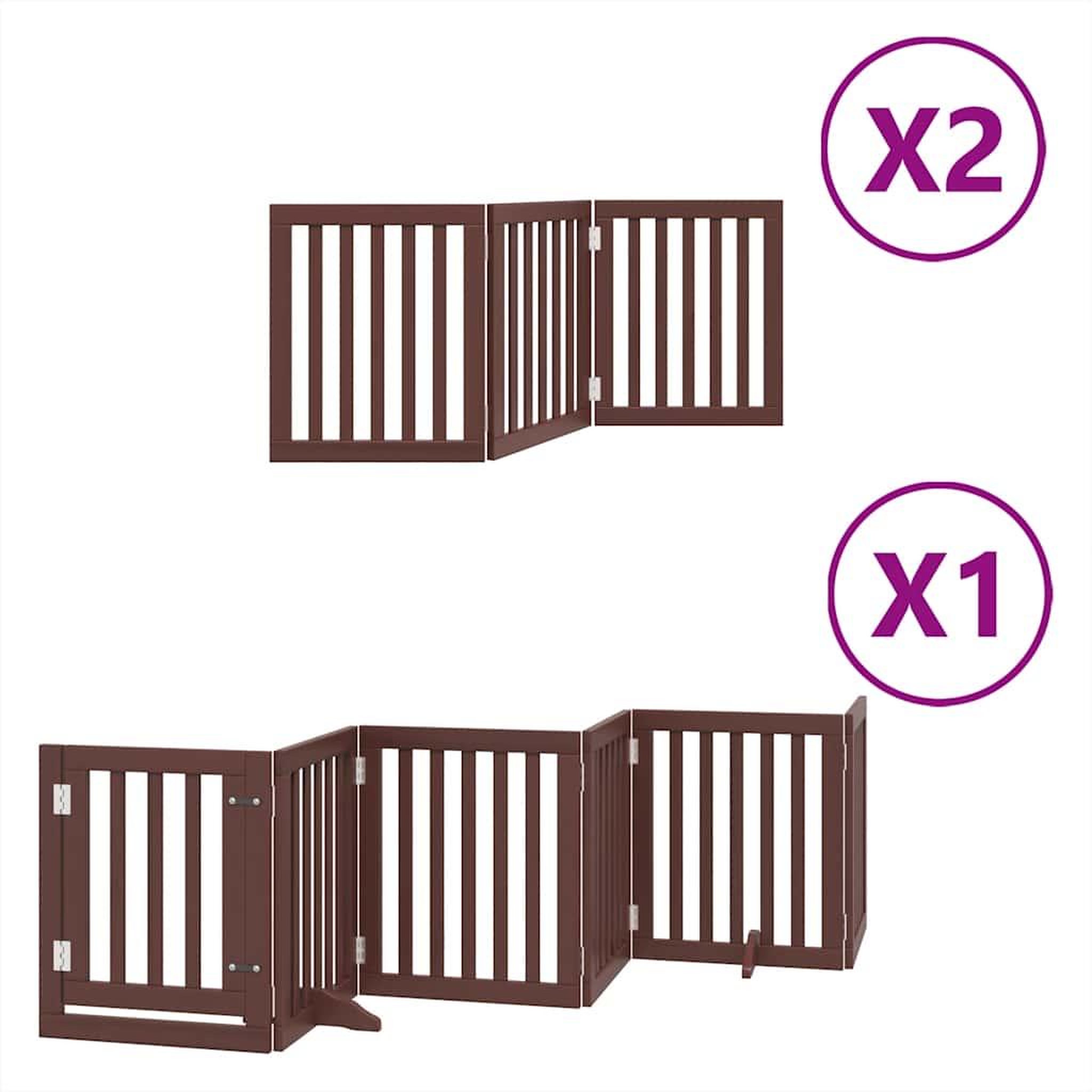 Voir la diapositive 2 : VIDAXL Barriere pour chien porte pliable 12 panneaux bois de peuplier