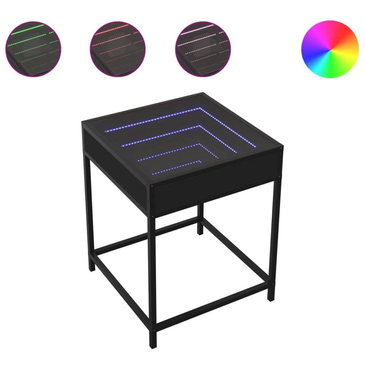 VIDAXL Table de chevet avec LED infini noir 40x40x51 cm