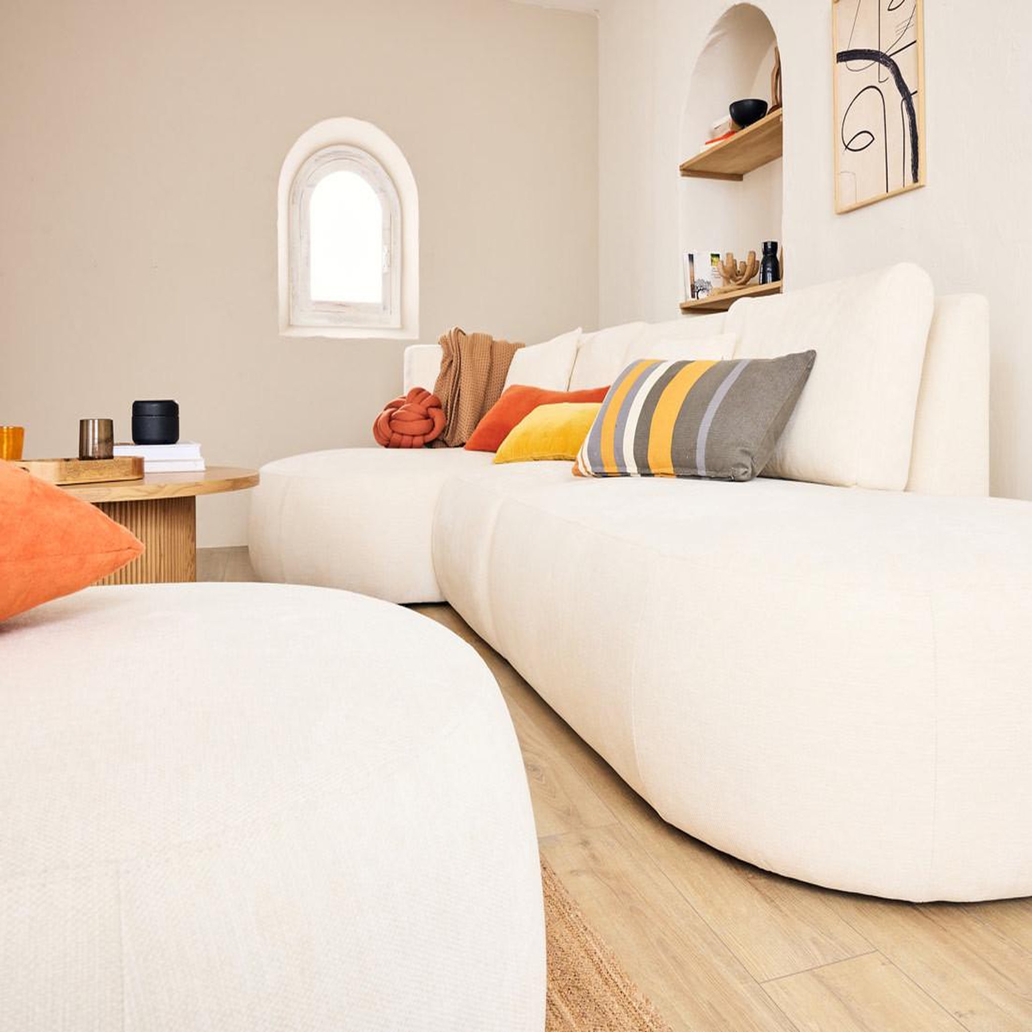Voir la diapositive 3 : LISA DESIGN Santorini - module d'assise droit - en tissu texturé